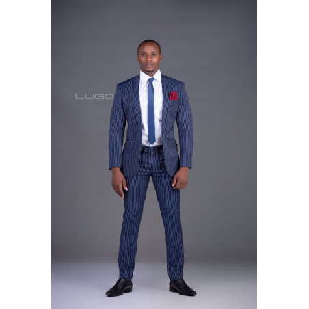Blue Slim Fit Pinstripe Suit.