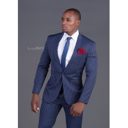 Blue Slim Fit Pinstripe Suit.
