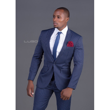 Blue Slim Fit Pinstripe Suit.